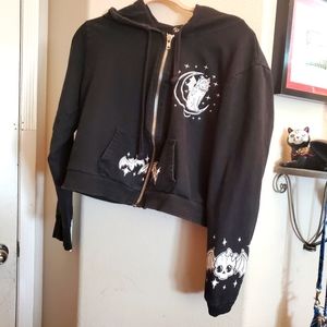 Dollskill Goth Lolita Crop Zip Hoodie